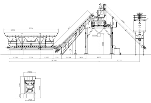 hzs50 concrete plant layout