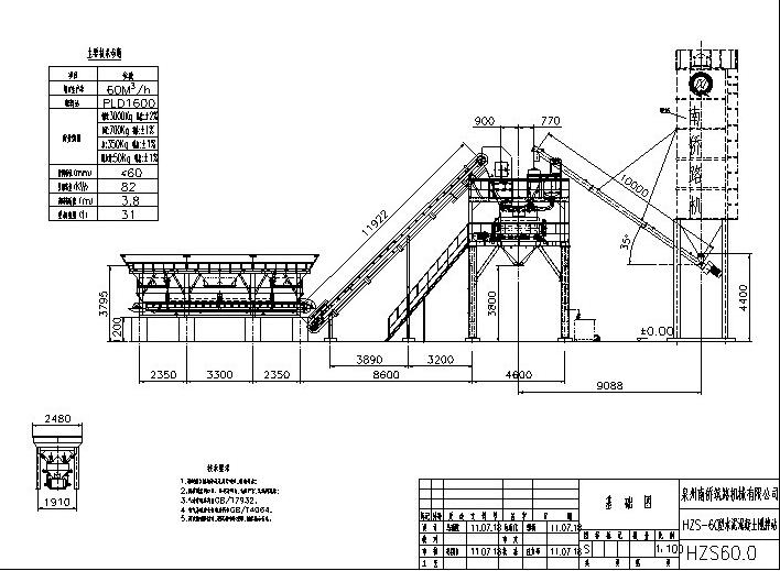 hzs60 concrete plant layout