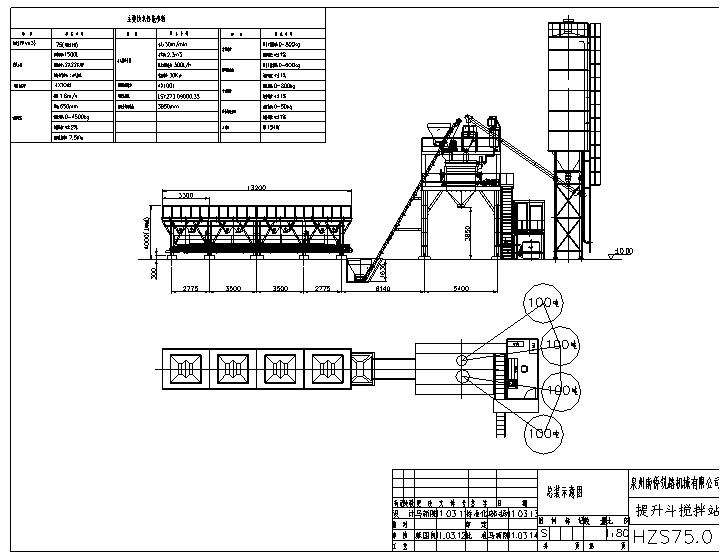hzs75 concrete plant layout